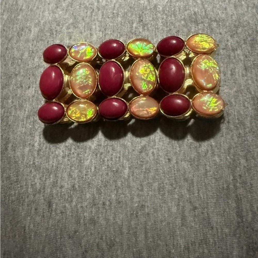 Gold and Red Stone Beaded Bracelet